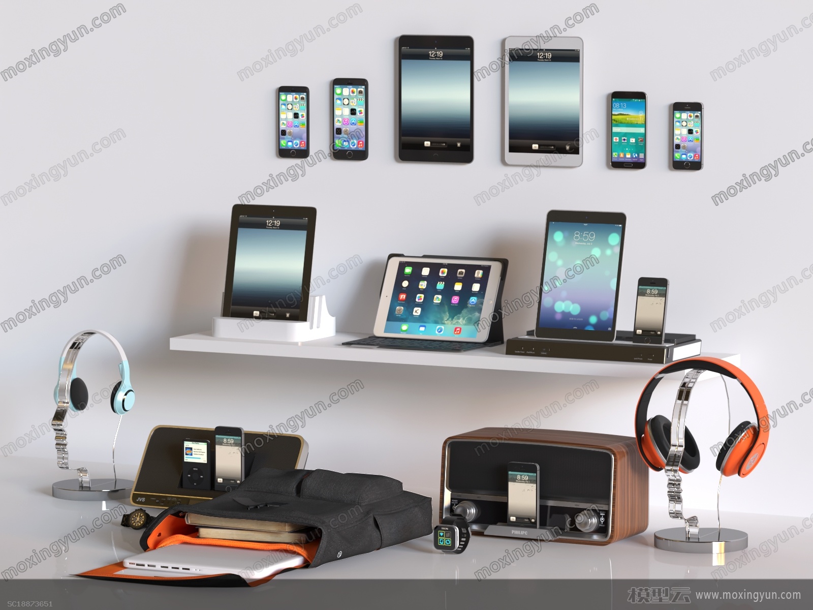 現(xiàn)代蘋果手機平板數(shù)碼產(chǎn)品組合3D模型下載指南